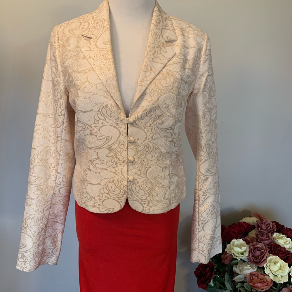 Elegant Gold and Cream Paisley Blazer